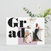 ミニマモダンルラベンダー2枚の写真を卒業 招待状 (スタンド正面)