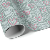 ミニマモダンル市松模様にスピンクハートパターン ラッピングペーパー (ロールコーナー)