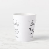 ミニマモダン感謝していリストAラテ白黒 カフェラテマグ (正面)