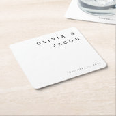 ミニマモダン結婚リスト スクエアペーパーコースター (アングル)