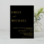 ミニマモダン結婚リスト 箔招待状 (立ち正面)