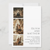 ミニマモダン結婚リスト | 3枚のフォトクリーン 招待状 (正面)