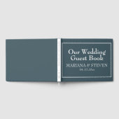 ミニマモダン縁どルブルー結婚ズ ゲストブック (全面)