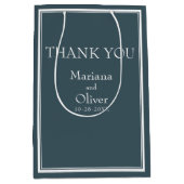 ミニマモダン縁どルブルー結婚ズ ミディアムペーパーバッグ (正面)