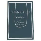 ミニマモダン縁どルブルー結婚ズ ミディアムペーパーバッグ (裏面)