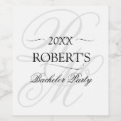 ミニマモノグラムのエレガントリストバチュラーパーティ ワインラベル (シングルラベル)