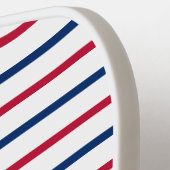 ミニマモノグラムのリストの赤と青ストライプのモダン ピックルボールラケット (左詳細)