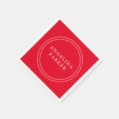 ミニマユニークリストのプレインレッドお名前 スタンダードカクテルナプキン (角)