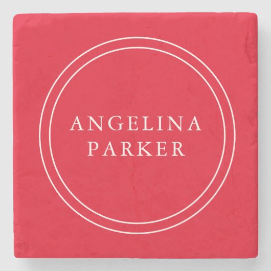 ミニマユニークリストのプレインレッドお名前 ストーンコースター (正面)