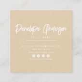 ミニマユニークリストクリームニュートラルボホシックモダン スクエア名刺 (裏面)