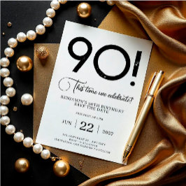 ミニマユニークリスト日付を保存90誕生日 招待状