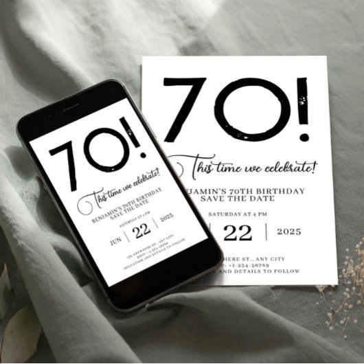 ミニマユニークリスト日付70誕生日を保存 招待状