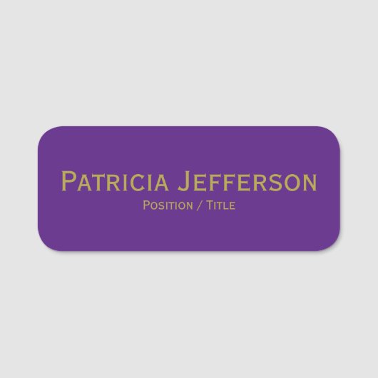 ミニマユニークリスト王室のパープル&金ゴールドプロフェッショナル 名札 (正面)