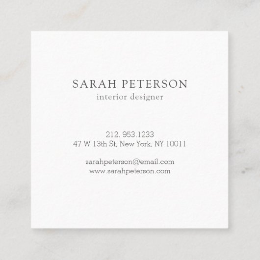 ミニマリエレガントストのグレーブラシ円のロゴ抽象芸術 スクエア名刺 (裏面)