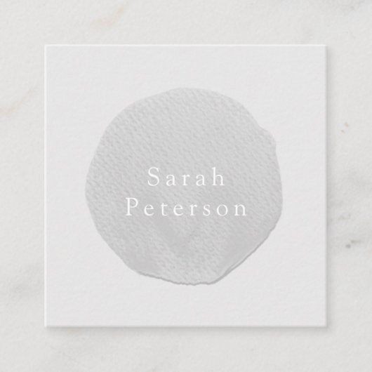 ミニマリエレガントストのグレーブラシ円のロゴ抽象芸術 スクエア名刺 (正面)