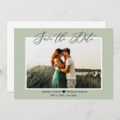 ミニマリエレガントストのセージ·グリーン写真が日付を救う セーブザデート (正面/裏面)