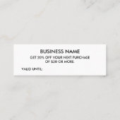 ミニマリエレガントスト·トレンディーモダン·ディスカウント·カード スキニー名刺 (裏面)