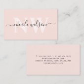 ミニマリエレガントスト・赤面・ピンク・モノグラム名  名刺 (正面/裏面)