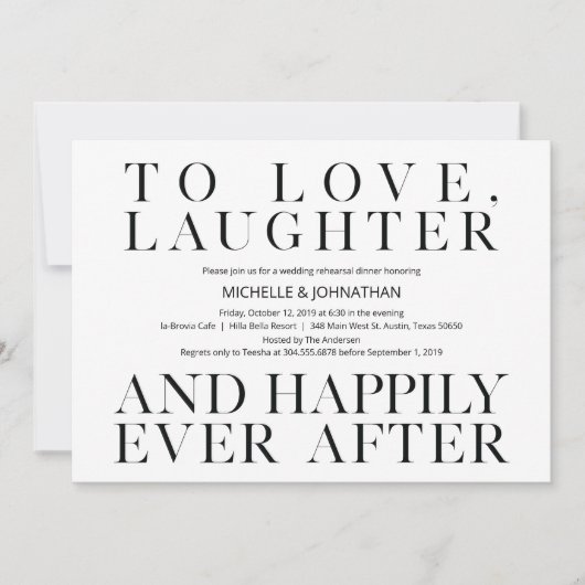 ミニマリエレガントズム結婚のリハーサルディナー 招待状 (正面)