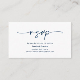 ミニマリカジュアルストのネイビーブルーインクペン、ウェディングRSVP エンクロージャーカード