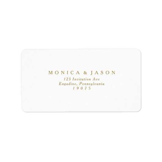 ミニマリクラシックスト金ゴールド結婚のRSVPアドレス ラベル (正面)