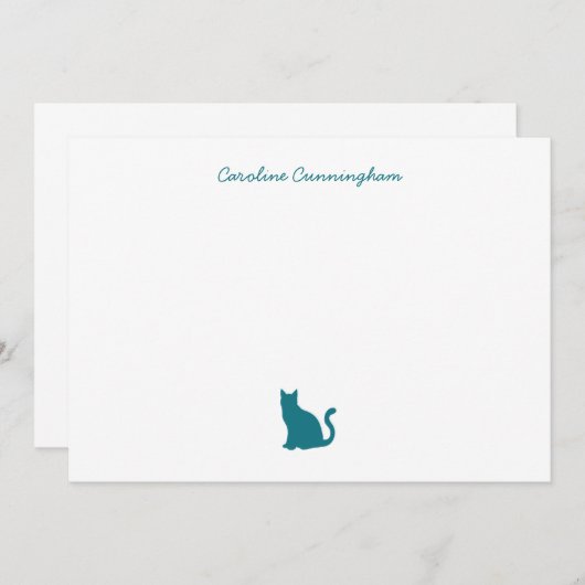 ミニマリスエレガントトアクアキャットフラットノートカード ノートカード (正面/裏面)