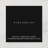 ミニマリスエレガントトユニカワンフォントスタイルブラック スクエア名刺 (裏面)