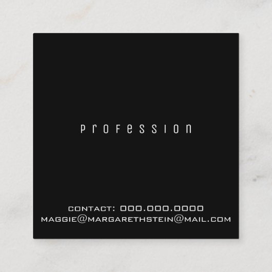 ミニマリスエレガントトユニカワンフォントスタイルブラック スクエア名刺 (裏面)
