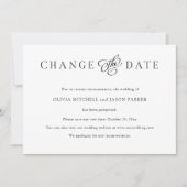 ミニマリスエレガントト|結婚の日付の変更 招待状 (正面)