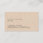 ミニマリスクラシックトブラウンリネン背景 名刺 (裏面)