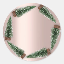 ミニマリスクリスマスツリーギフトグリーンバラ ラウンドシール