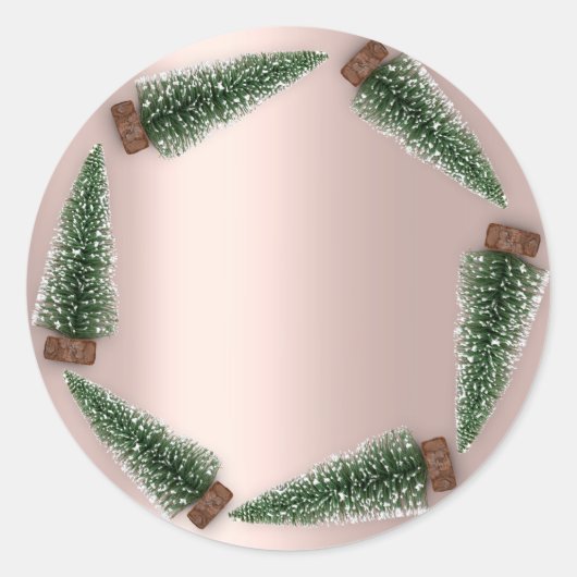ミニマリスクリスマスツリーギフトグリーンバラ ラウンドシール (正面)