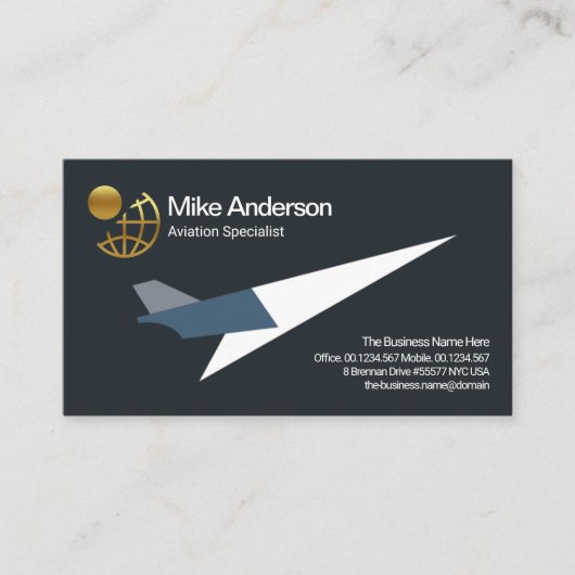 ミニマリスクールトジェット機航空パイロット 名刺 (正面)