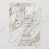 ミニマリスグレイ金ゴールドホワイトマーブル誕生日 招待状 (正面/裏面)