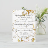 ミニマリスグレーホワイトマーブル金ゴールド誕生日 招待状 (スタンド正面)