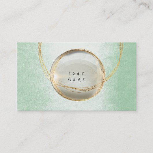 ミニマリスゴールデンフォイルグラスミントグリーンVIP 名刺 (正面)