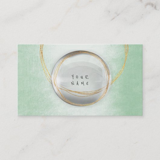 ミニマリスゴールデンフォイルグラスミントグリーンVip 名刺 (正面)