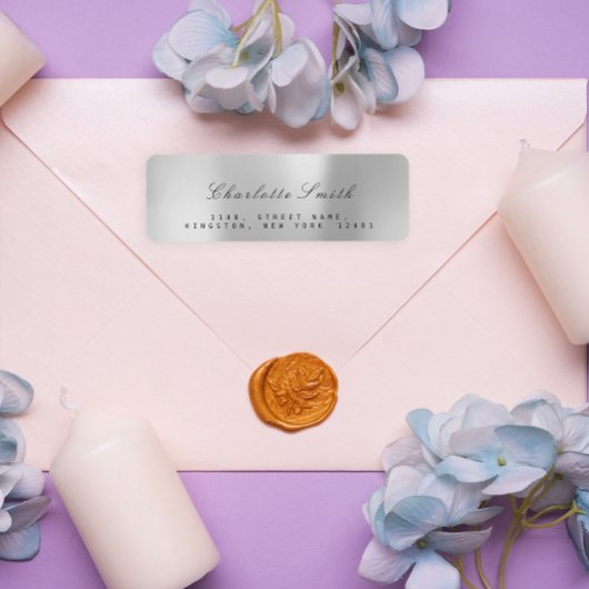 ミニマリスシルバーグレーフォイル差出人住所ラベル ラベル