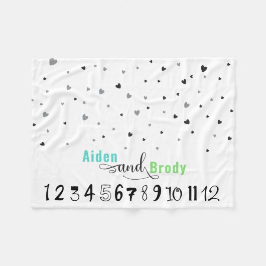 ミニマリスシンプルトツインブラザーズ月節 フリースブランケット (正面(横))