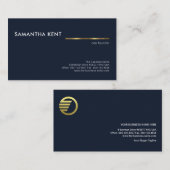 ミニマリスシンプルト··ブルー·金ゴールド·ライン創立者CEO 名刺 (正面/裏面)