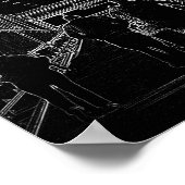 ミニマリススケッチスケッチ空港旅行 ポスター (角)