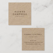 ミニマリススタイリッシュトのブラウンクラフト紙 スクエア名刺 (正面/裏面)