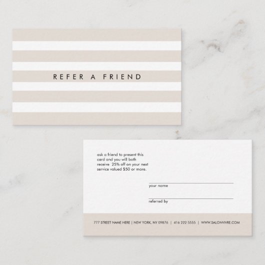 ミニマリスストライプトがフレンドカードを参照 名刺 (正面/裏面)