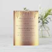 ミニマリススパークリードリップ金ゴールド誕生日セピアグラデーション 招待状 (スタンド正面)