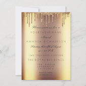 ミニマリススパークリードリップ金ゴールド誕生日セピアグラデーション 招待状 (正面)