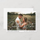 ミニマリスタイリッシュストが日付の写結婚真を保存 招待状 (正面/裏面)