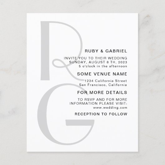 ミニマリスタイリッシュストタイポグラフィモ結婚ノグラムIn チラシ (正面)