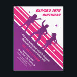 ミニマリスタイリッシュスト·ディ10代のスコ·ダンス誕生パーティー 招待状<br><div class="desc">ミニマリスト、トレンディー、スタイリッシュパーティの招待状がピはっきりしたンクと紫で印象的で、様々なダンスポーズの男女のシルエットが描かれている。逆のページには、ディスクジョッキー混合プレートがある。10代の若者の誕生日パー素晴らしティーに。お客様のパーティー詳細</div>