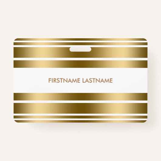 ミニマリスティグ金ゴールドと白ストライプ色 バッジ (正面)