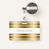 ミニマリスティグ金ゴールドと白ストライプ色 バッジ (裏面リトラクタブル付き)